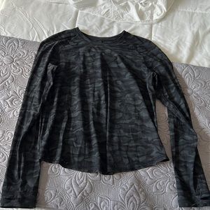 Black Camo Long Sleeve Split Back Lululemon Top